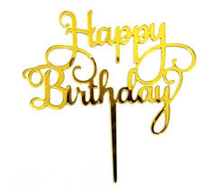 HAPPY BIRTHDAY CAKE TOPPER IN GOLDEN