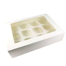 12 CAVITY CUP CAKE BOX WITH TOP WINDOW