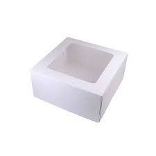 CAKE BOX 7 1/2 X 7 1/2 X 3 INCH WITH TOP TRANSPARENT WINDOW